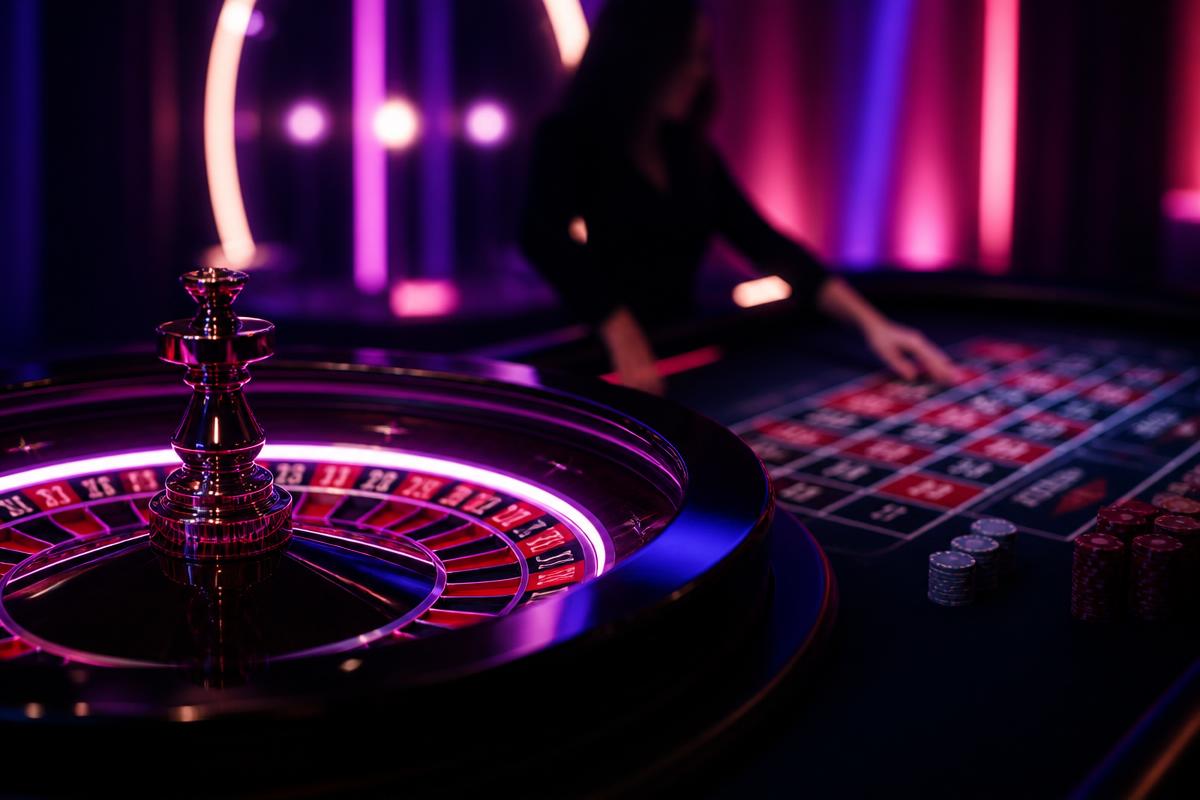 Live-kasinon rulettipöytä ja jakaja SlotsMillion studiossa